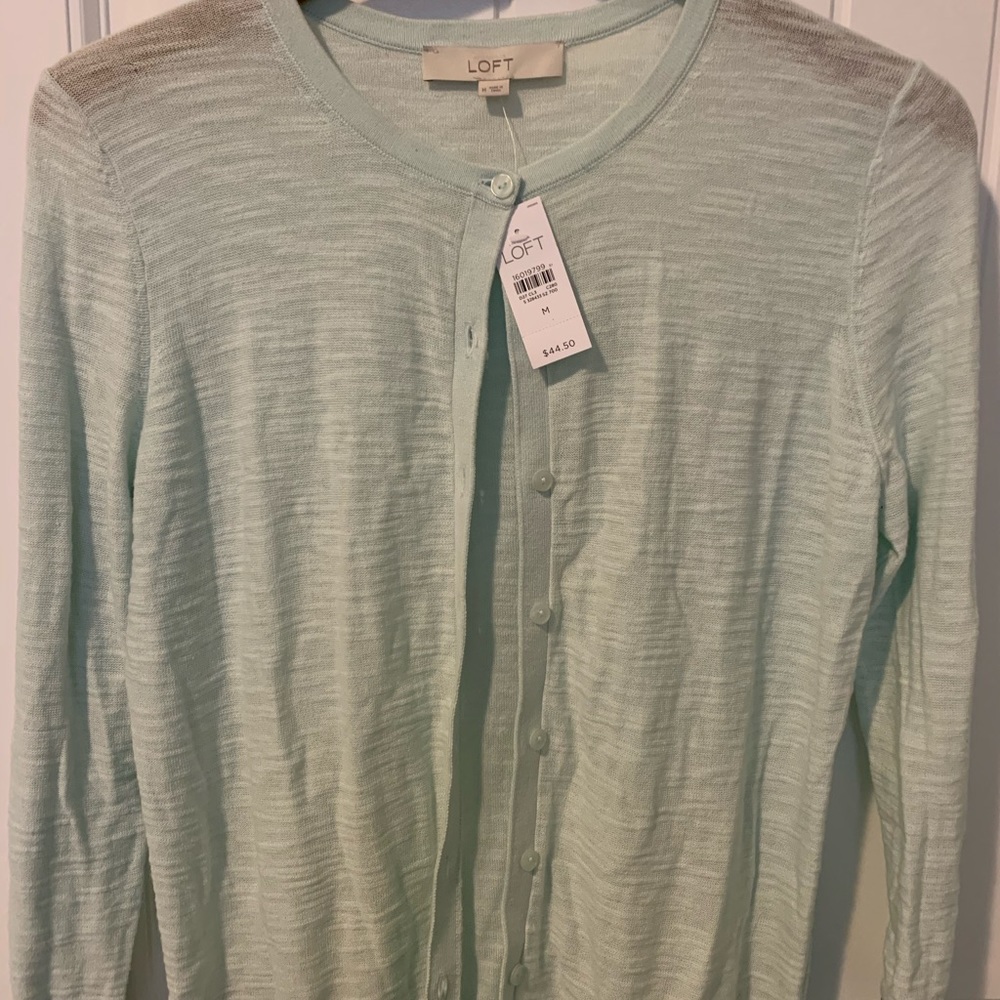 Loft light sea foam green cardigan